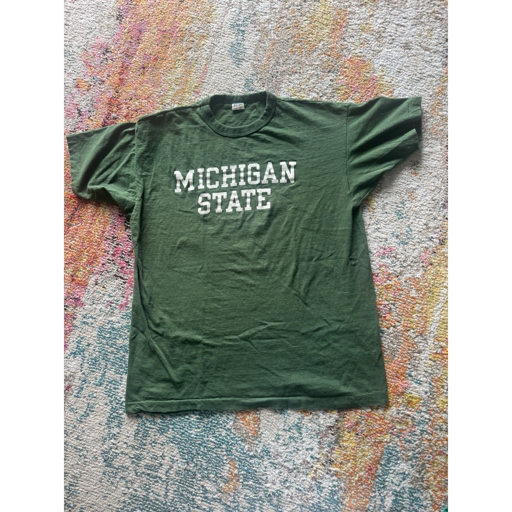 Vintage 1980s Champion Michigan State University Spartans MSU Tee Made In USA XL